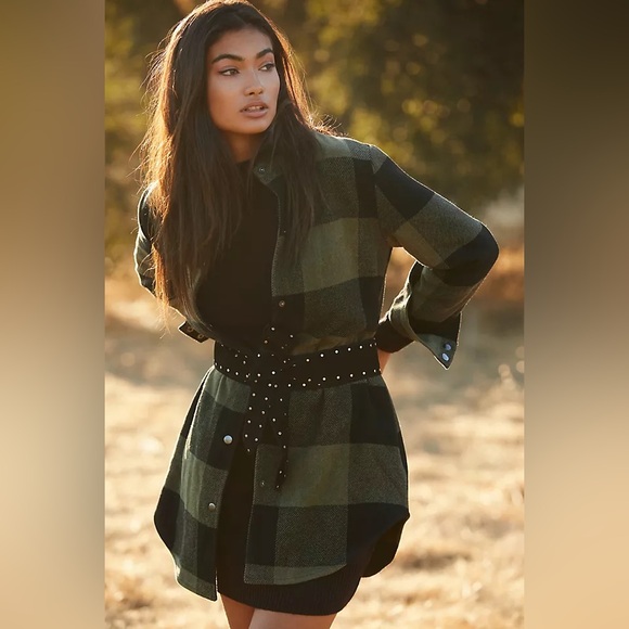 BB Dakota ELDRIDGE PLAID COAT SAGE XS - Picture 2 of 8